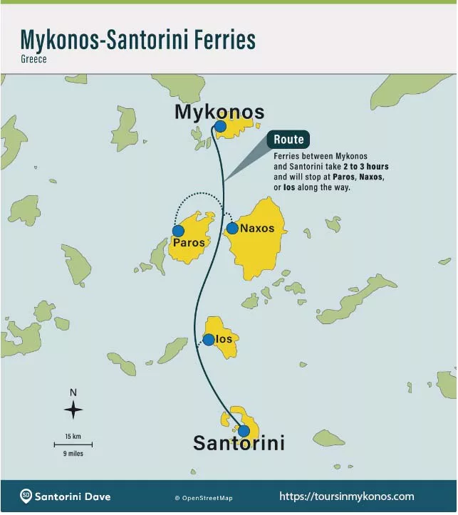 How Far Is Mykonos From Santorini jpg
