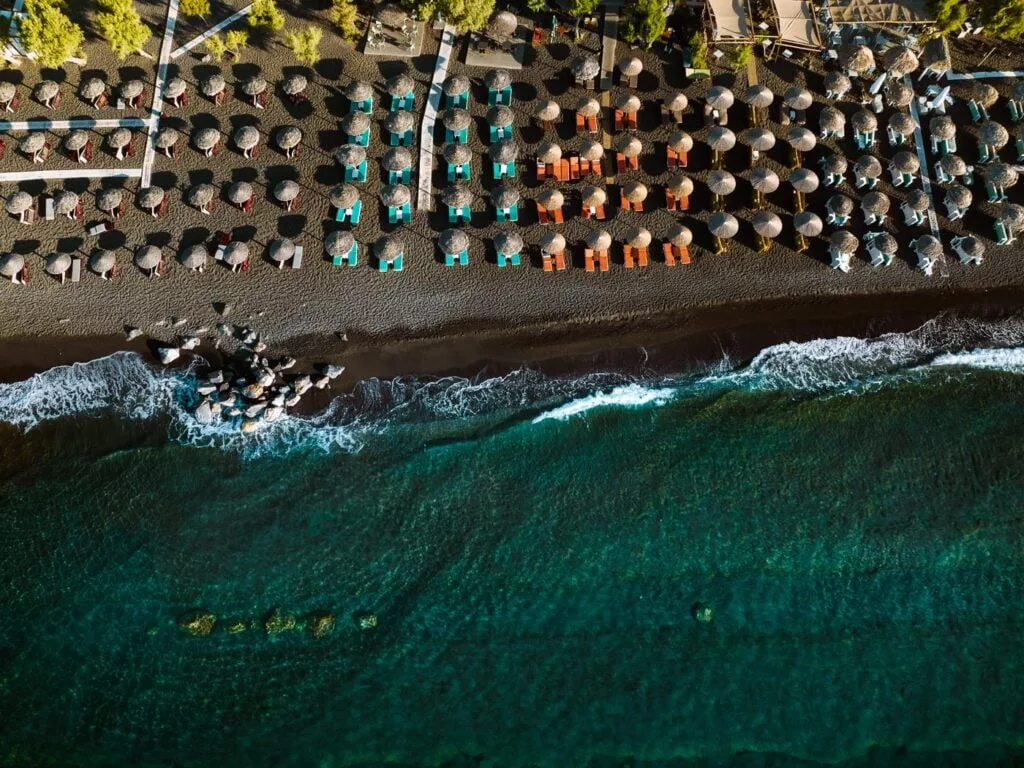 Santorini is famed for its unique black sand beaches